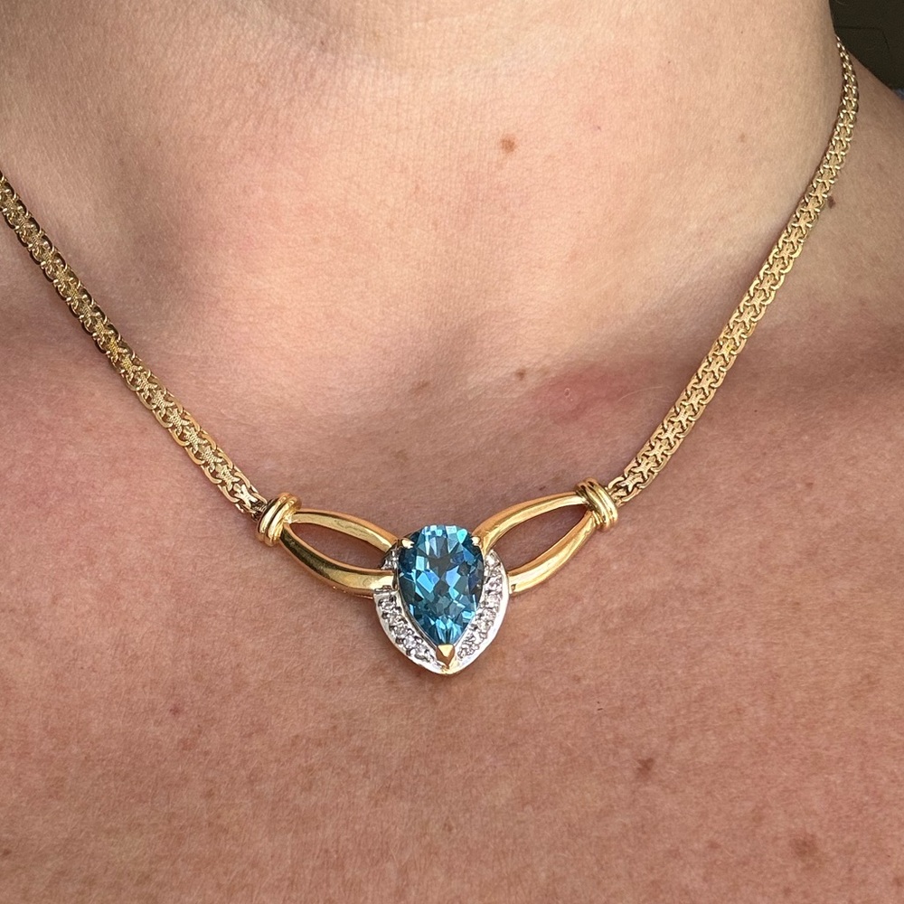 Vintage blue topaz and diamond necklace